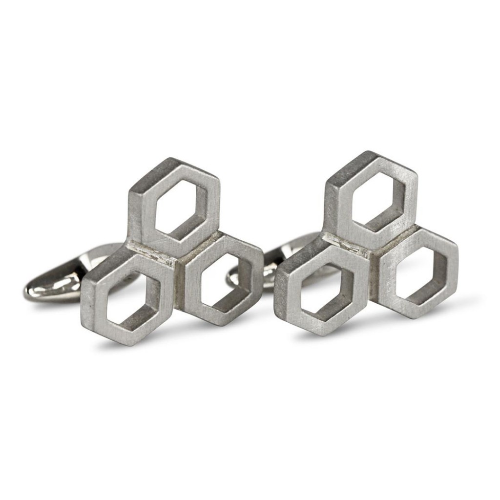 H&B London's Sterling Silver Hexagon Cufflink