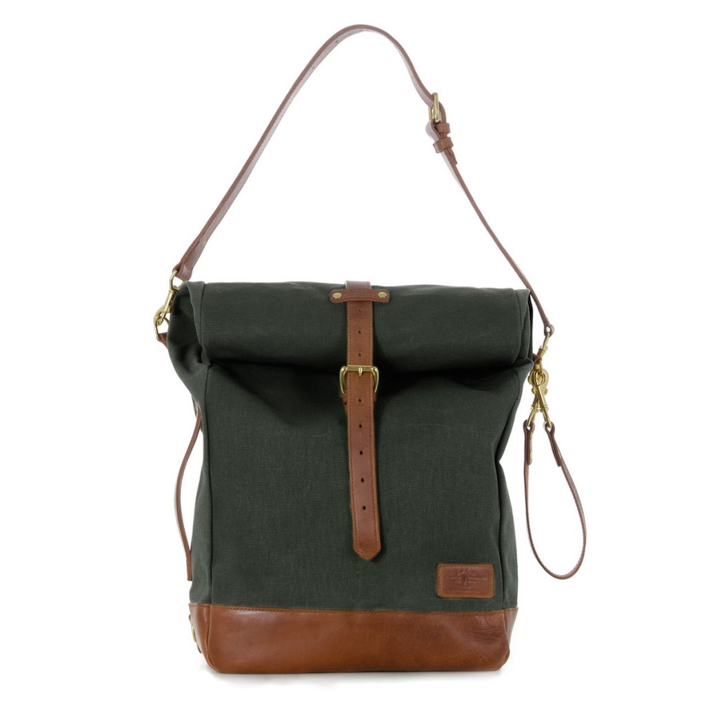 JPLC RollTote in olive canvas with tan leather trim