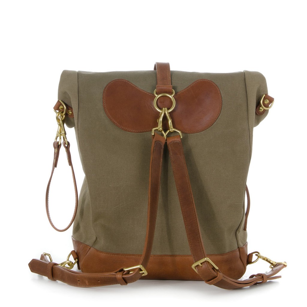JPLC RollTote in sand canvas with tan leather trim