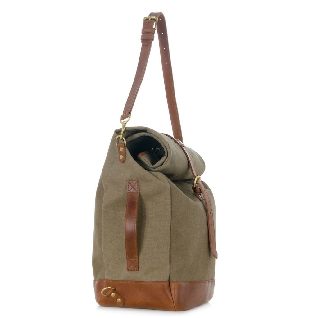 JPLC RollTote in sand canvas with tan leather trim